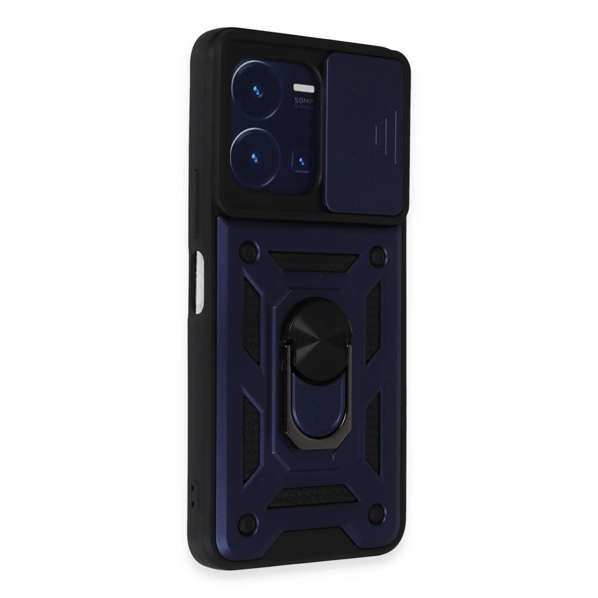 Vivo Y35 Kılıf Pars Lens Yüzüklü Silikon - Lacivert