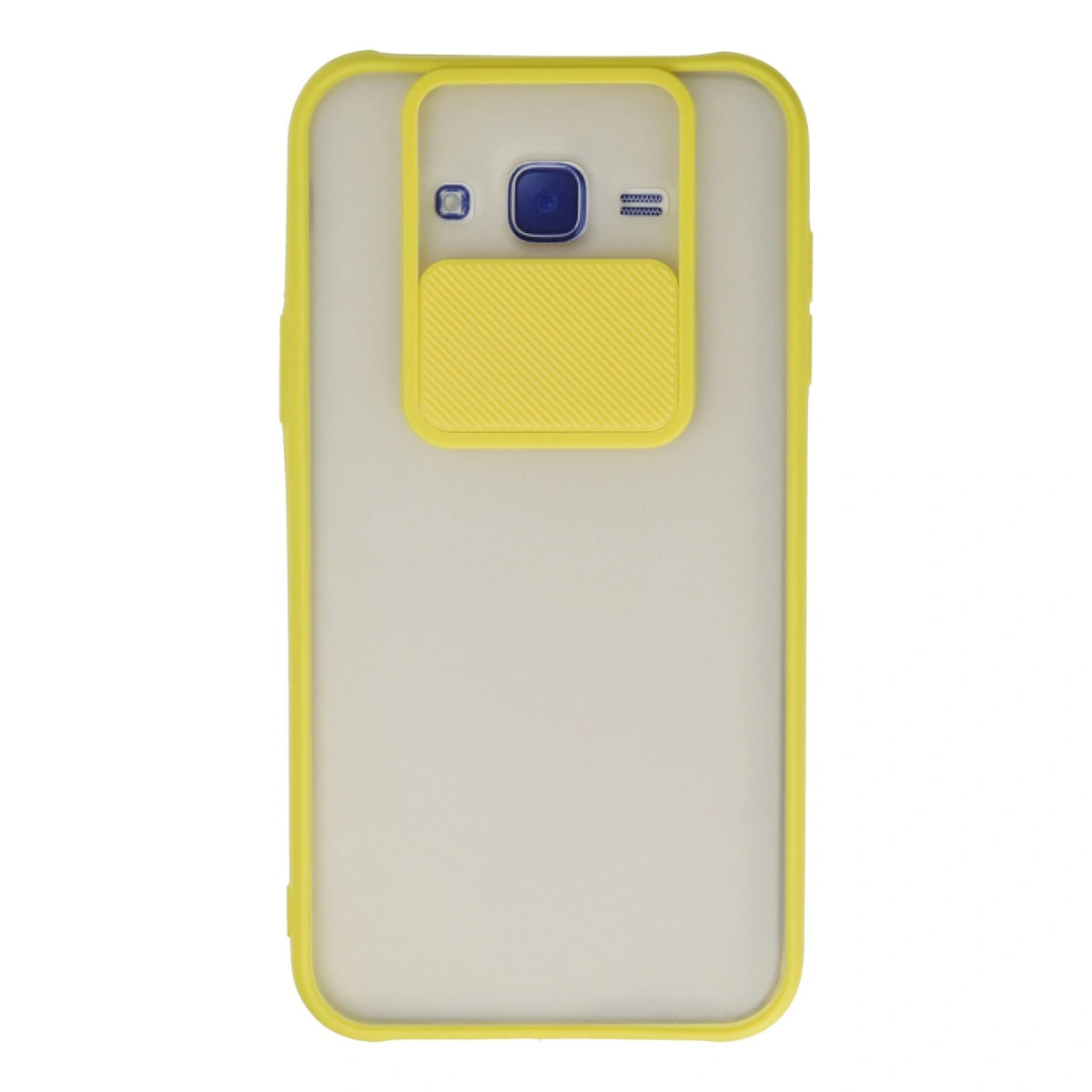 Samsung Galaxy J7 Kılıf Palm Buzlu Kamera Sürgülü Silikon - Sarı