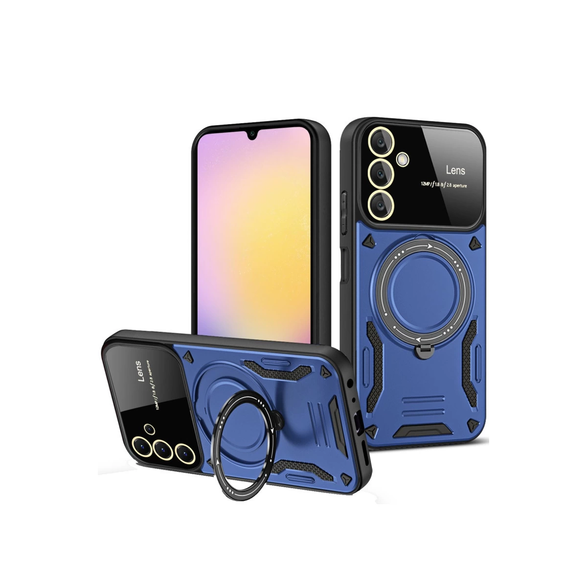 Samsung Galaxy S25 Plus Kılıf Joy Lens Standlı Kapak - Lacivert