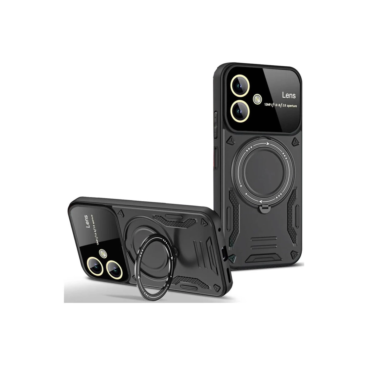 Samsung Galaxy A06 Kılıf Joy Lens Standlı Kapak - Siyah