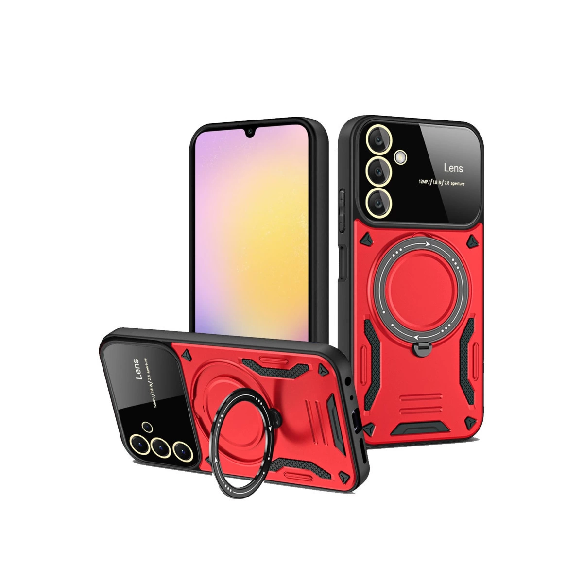 Samsung Galaxy A26 Kılıf Joy Lens Standlı Kapak - Kırmızı