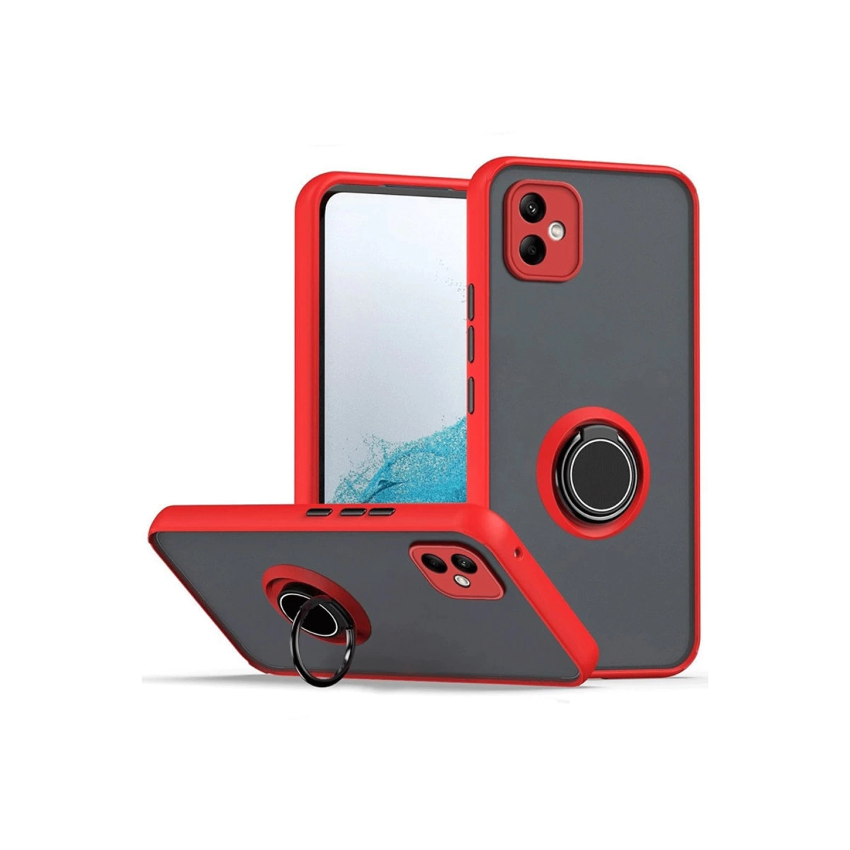 Samsung Galaxy A06 Kılıf Montreal Yüzüklü Silikon Kapak - Kırmızı