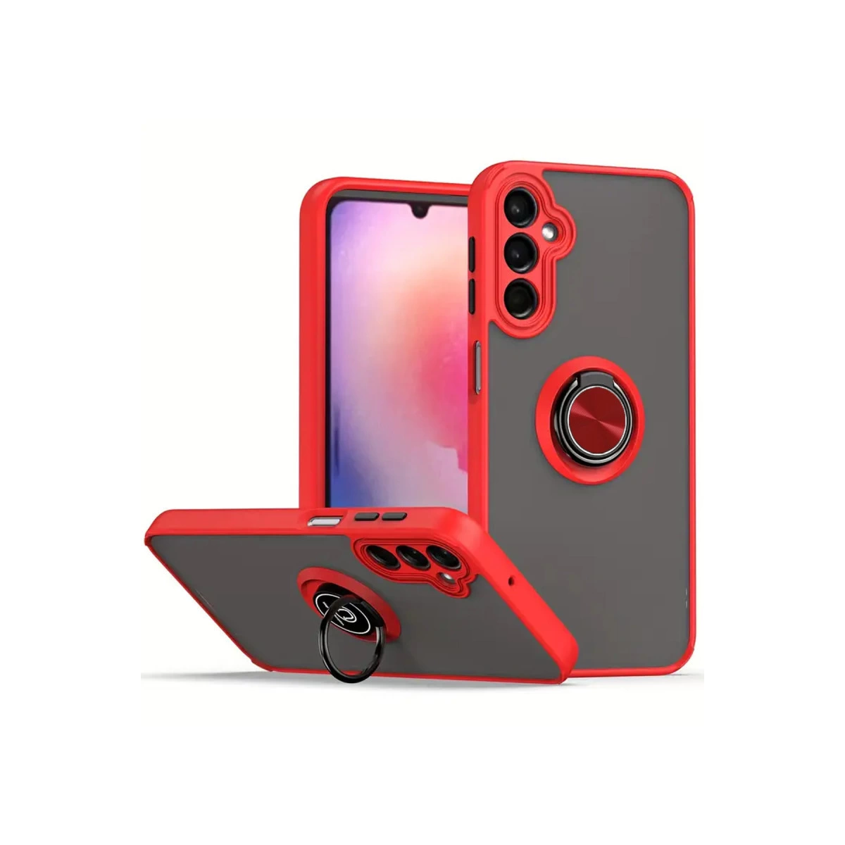 Samsung Galaxy A16 5g Kılıf Montreal Yüzüklü Silikon Kapak - Kırmızı