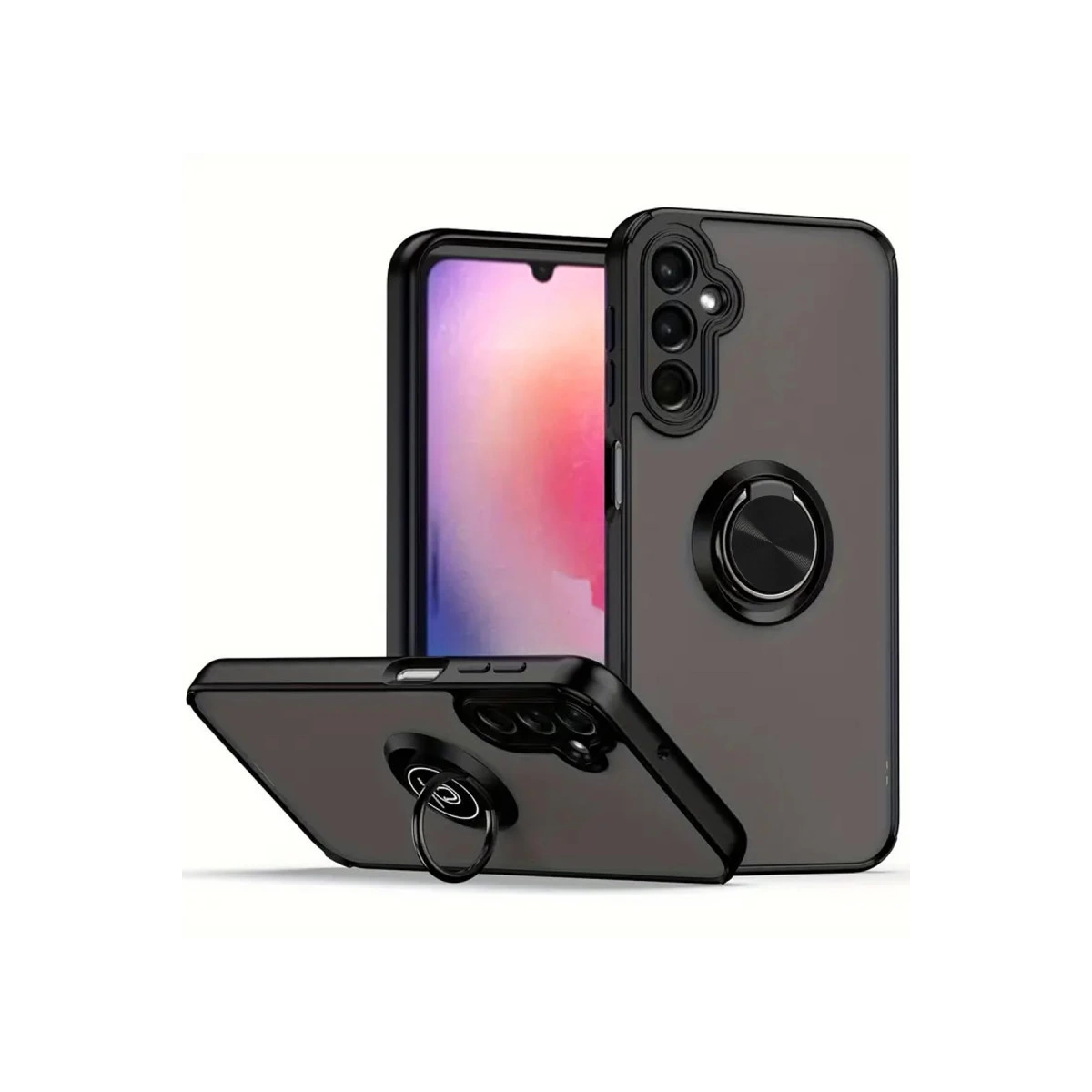 Samsung Galaxy A26 Kılıf Montreal Yüzüklü Silikon Kapak - Siyah