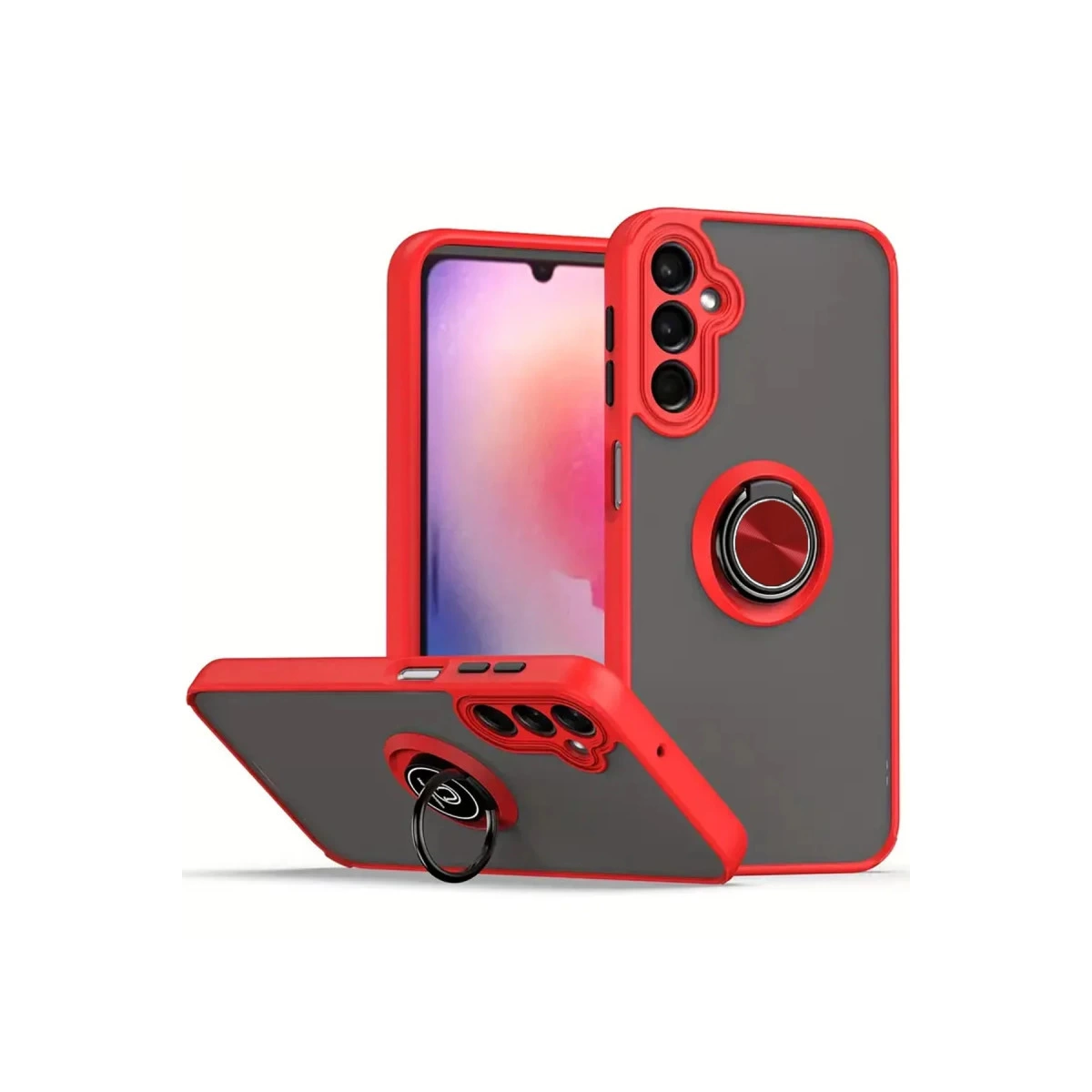 Samsung Galaxy A36 Kılıf Montreal Yüzüklü Silikon Kapak - Kırmızı