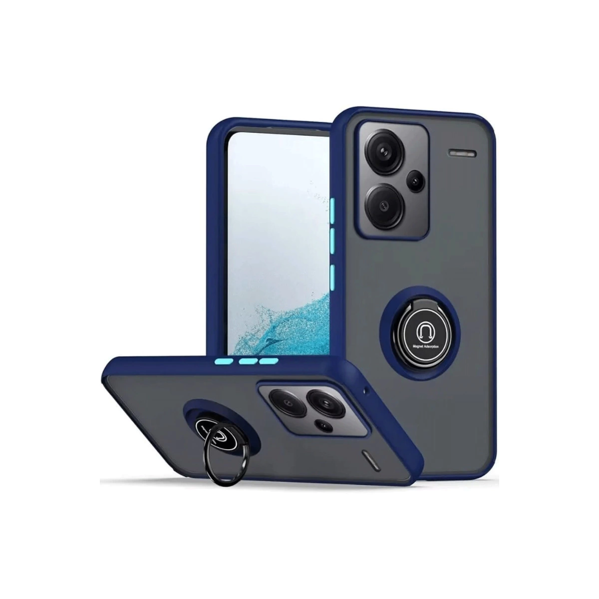 Xiaomi Redmi Note 13 Pro Plus Kılıf Montreal Yüzüklü Silikon Kapak - Lacivert