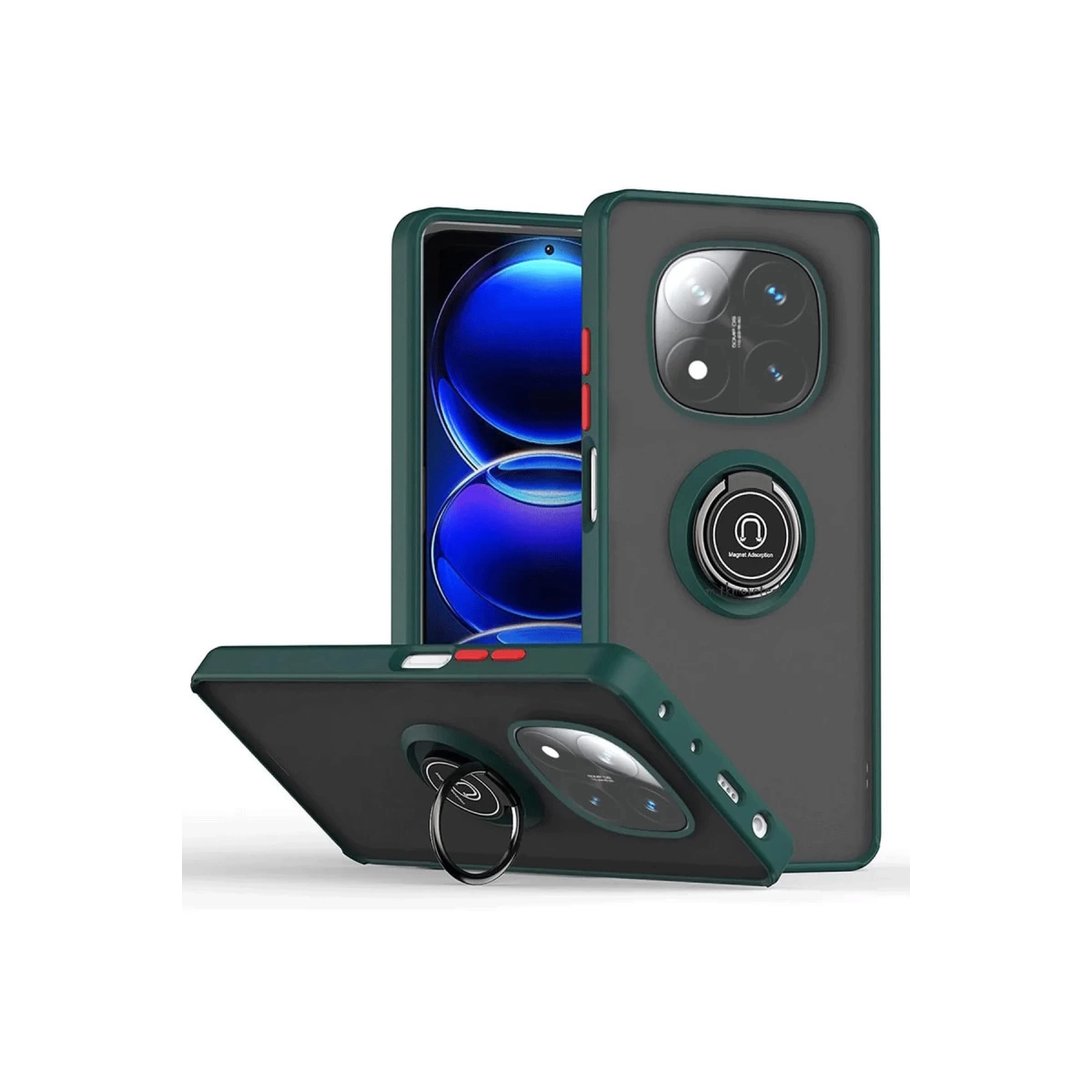 Xiaomi Redmi Note 14 Pro 5g Kılıf Montreal Yüzüklü Silikon Kapak - Yeşil