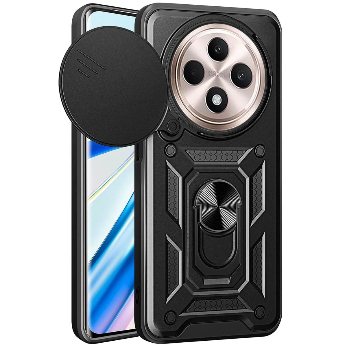 Xiaomi Redmi 14c Kılıf Pars Lens Yüzüklü Silikon - Siyah