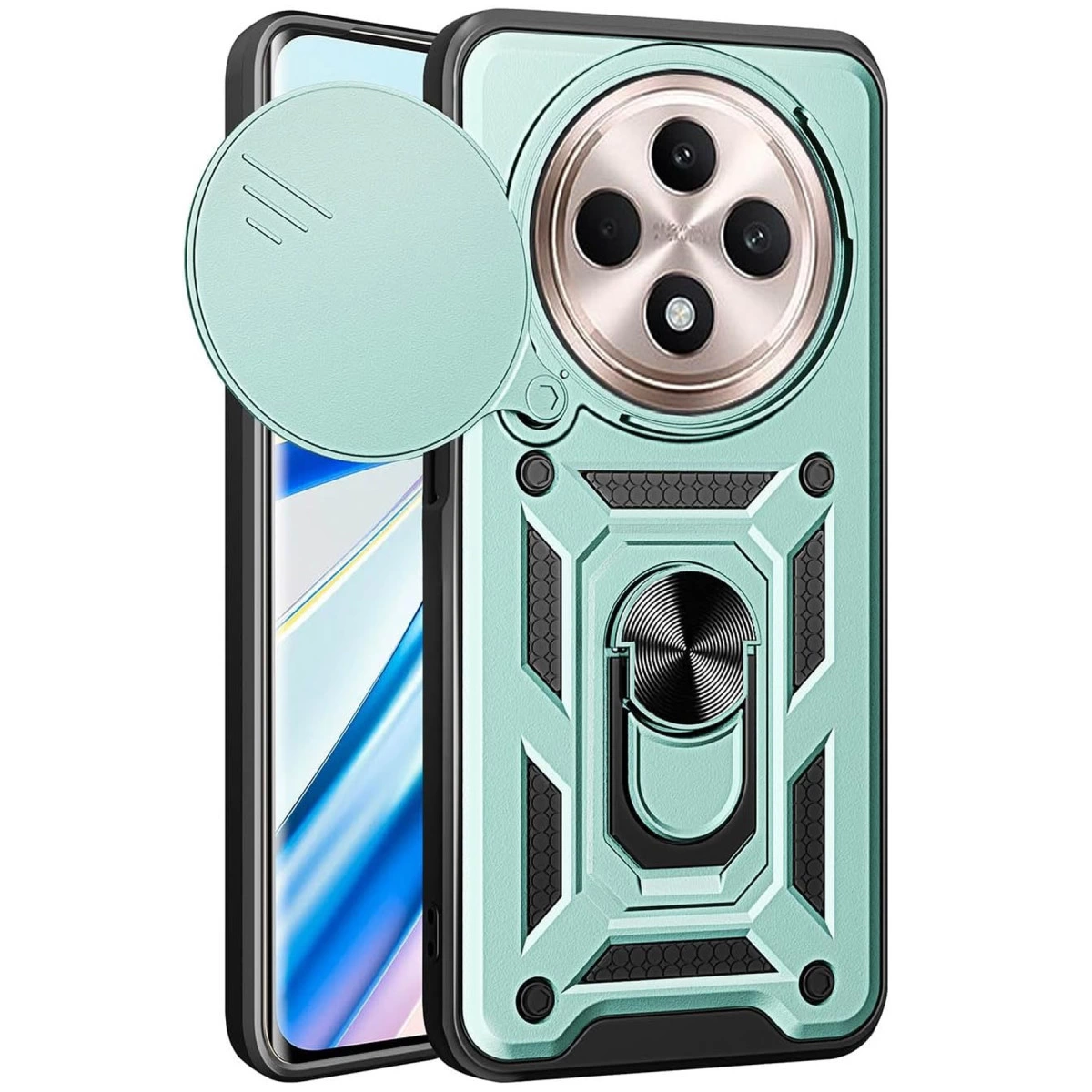 Xiaomi Redmi 14c Kılıf Pars Lens Yüzüklü Silikon - Yeşil