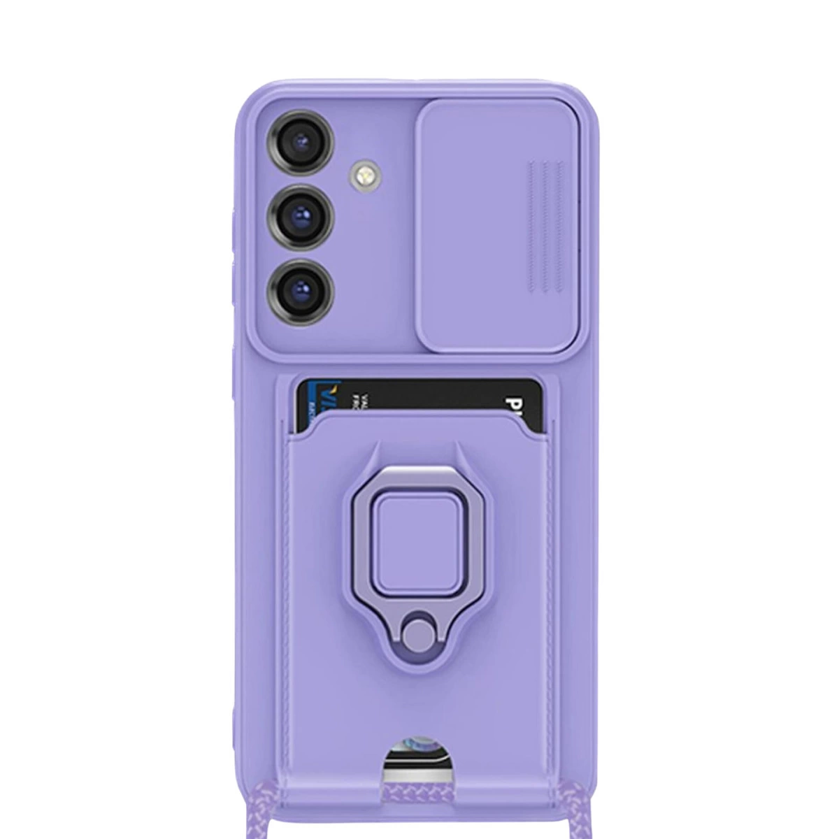 Samsung Galaxy S25 Plus Kılıf Zuma Kartvizitli Yüzüklü Silikon - Lila