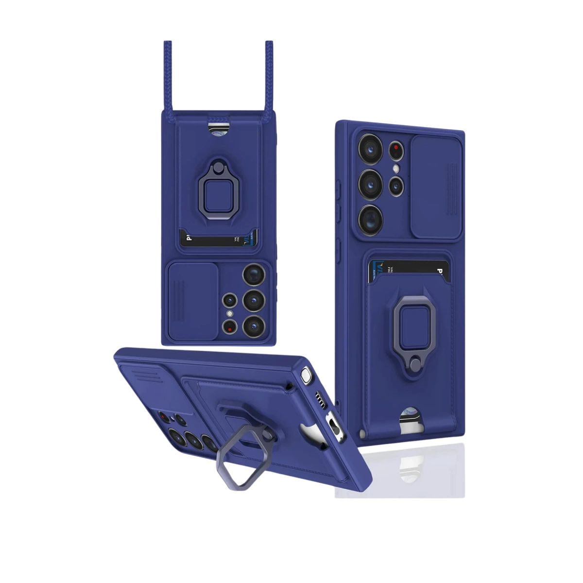Samsung Galaxy S25 Ultra Kılıf Zuma Kartvizitli Yüzüklü Silikon - Lacivert
