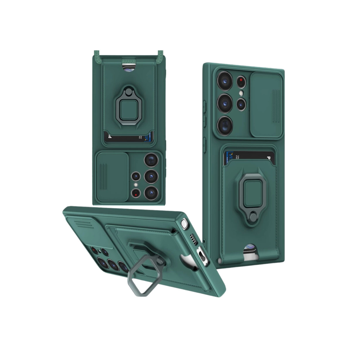 Samsung Galaxy S25 Ultra Kılıf Zuma Kartvizitli Yüzüklü Silikon - Yeşil