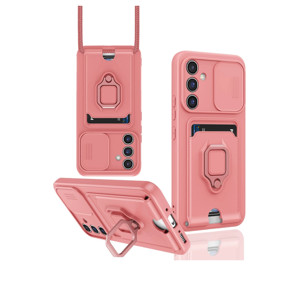 Samsung Galaxy A26 Kılıf Zuma Kartvizitli Yüzüklü Silikon - Pembe