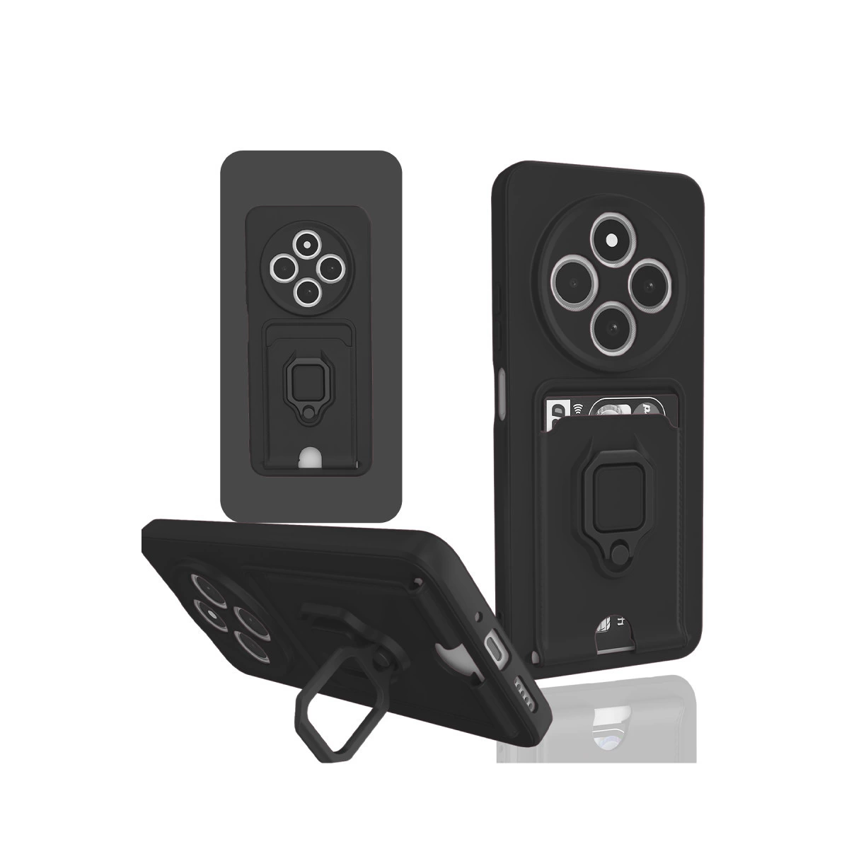 Xiaomi Redmi 14c Kılıf Zuma Kartvizitli Yüzüklü Silikon - Siyah