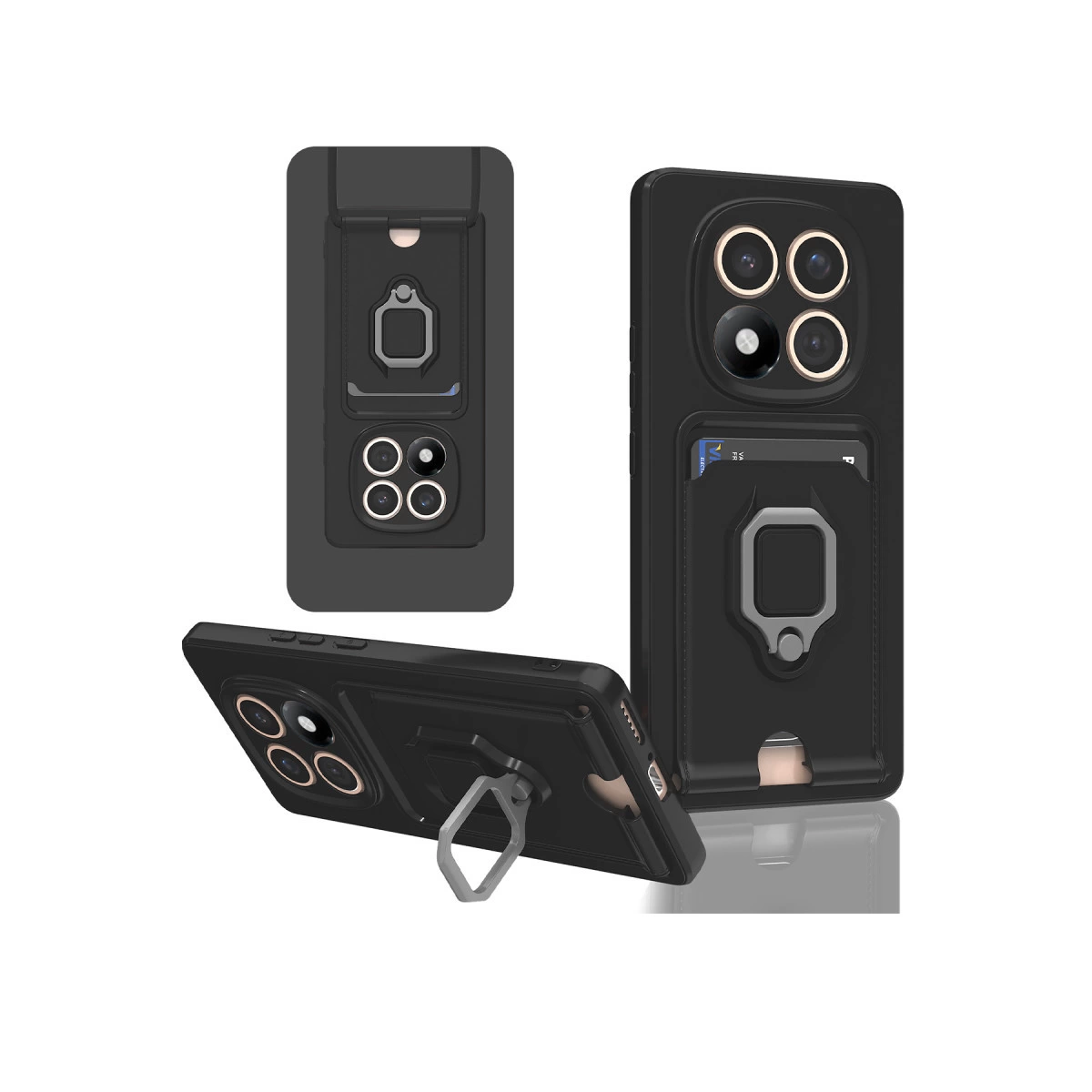 Xiaomi Redmi Note 14 Pro 5g Kılıf Zuma Kartvizitli Yüzüklü Silikon - Siyah