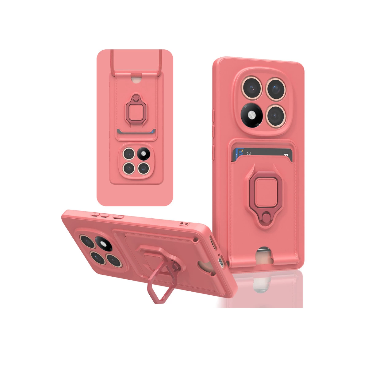 Xiaomi Redmi Note 14 Pro 5g Kılıf Zuma Kartvizitli Yüzüklü Silikon - Pembe