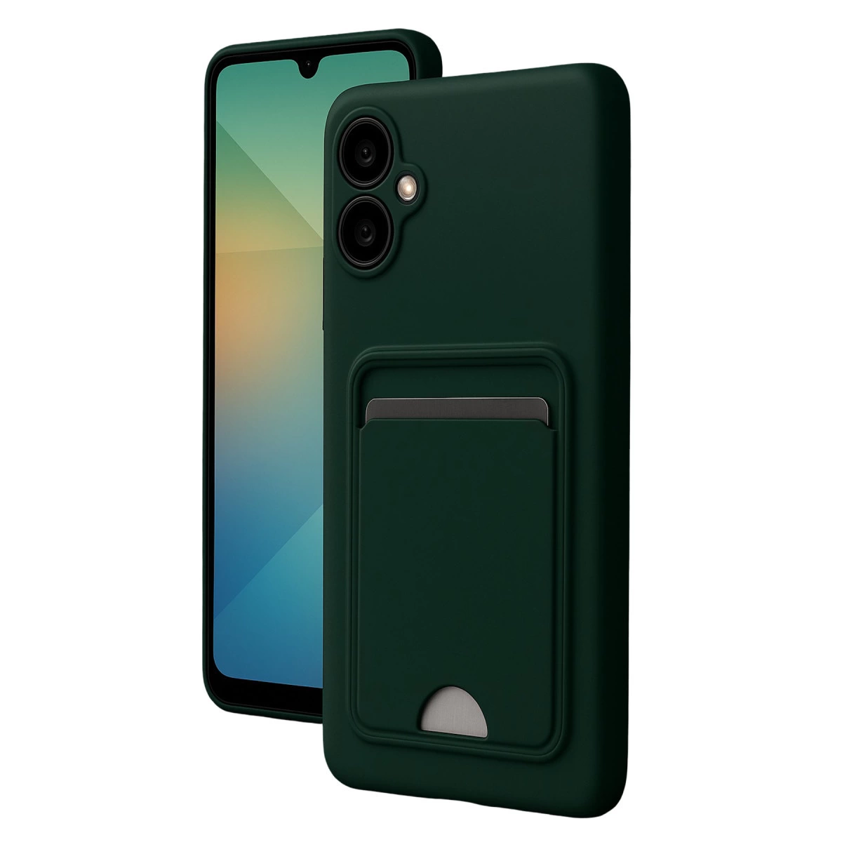 Samsung Galaxy A06 Kılıf Kelvin Kartvizitli Silikon - Koyu Yeşil