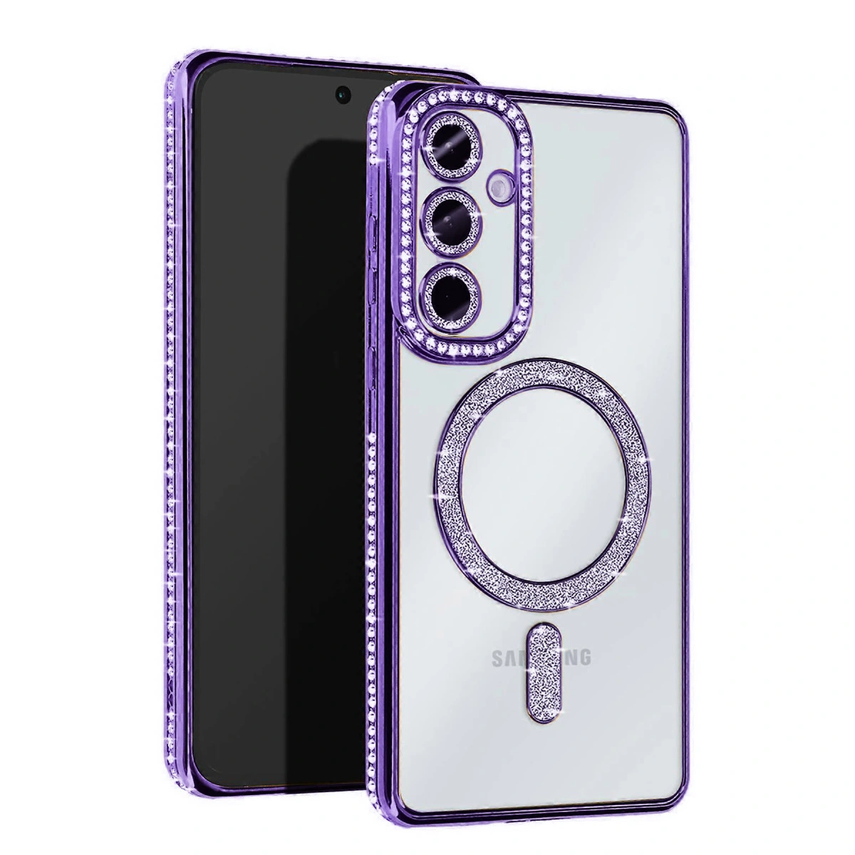 Samsung Galaxy S25 Plus Kılıf Joke Simli Magneticsafe Kılıf - Derin Mor