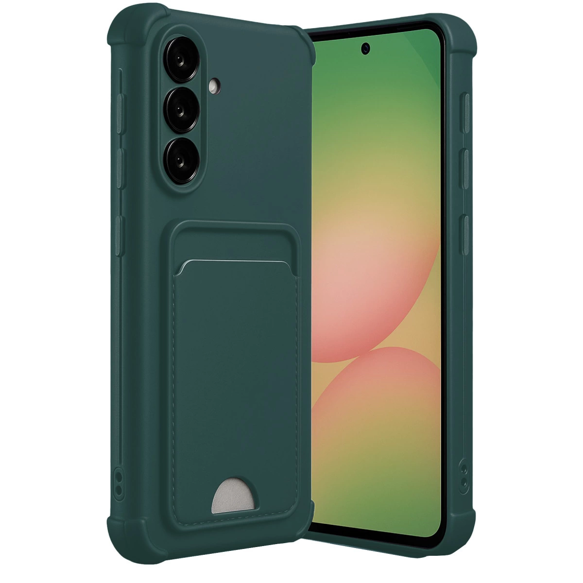 Samsung Galaxy A36 Kılıf Kelvin Kartvizitli Silikon - Koyu Yeşil