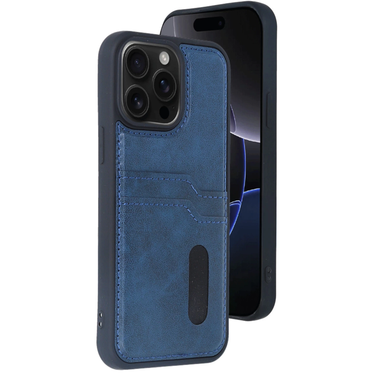 İphone 15 Pro Max Kılıf Sara Kartvizitli Deri Kılıf - Lacivert