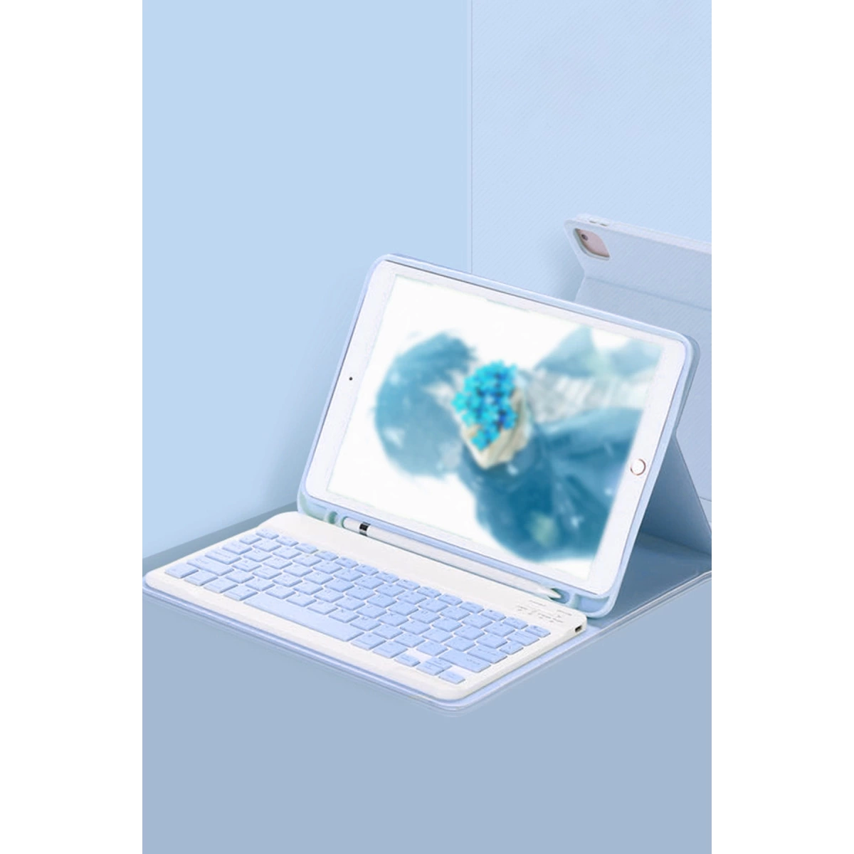 İpad Pro 11 (2024) Kılıf Kc01 Smart Klavyeli Tablet Kılıfı - Açık Mavi