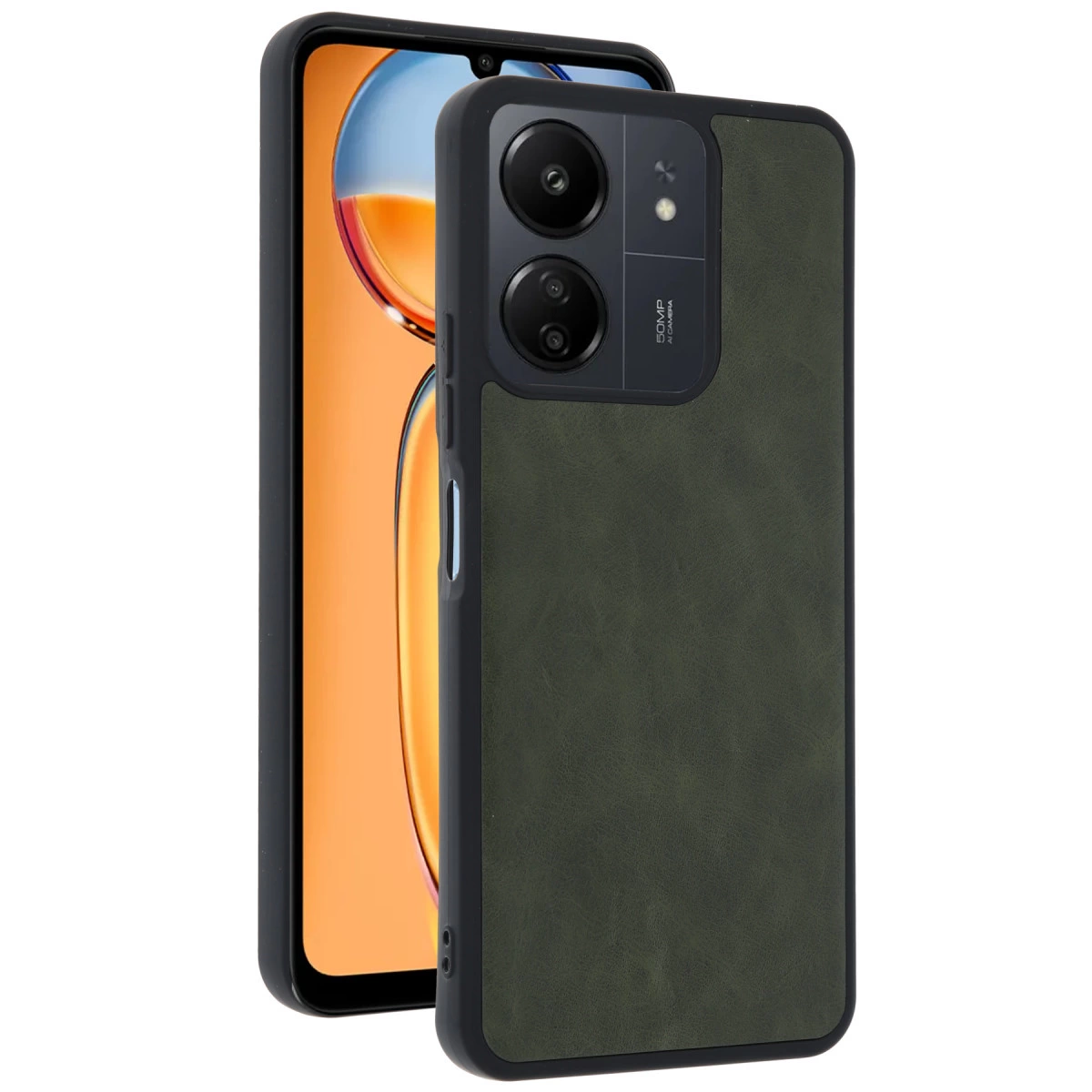 Xiaomi Redmi 13c Kılıf Aras Deri Kapak - Açık Yeşil