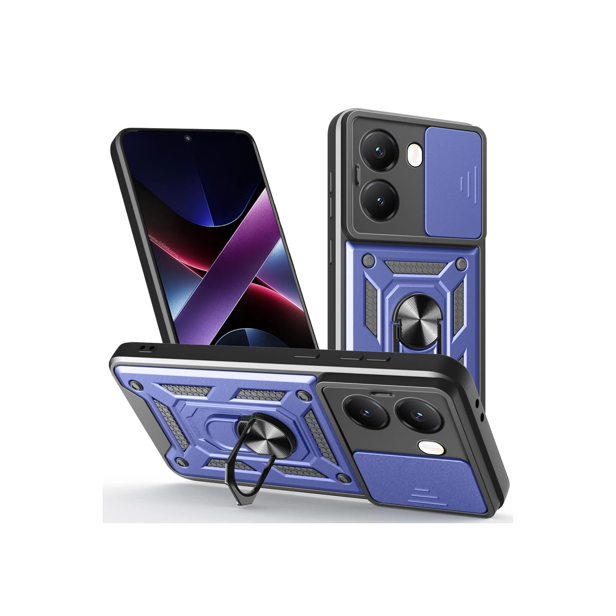 Xiaomi Poco X7 Pro Kılıf Pars Lens Yüzüklü Silikon - Lacivert