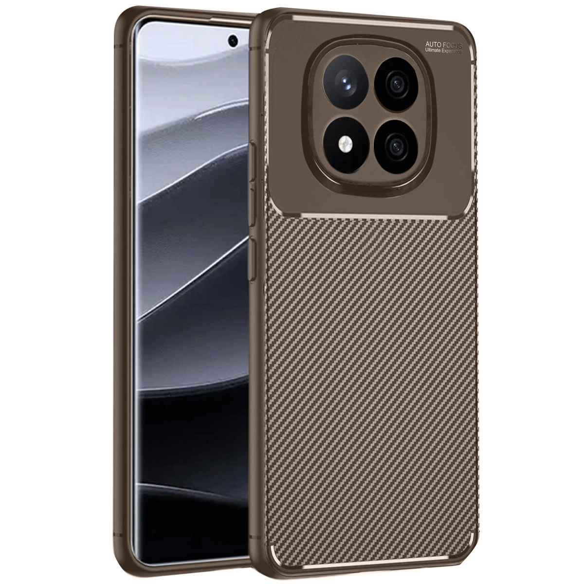 Xiaomi Redmi Note 14 Pro 4g Kılıf Auto Focus Karbon Kapak - Kahverengi