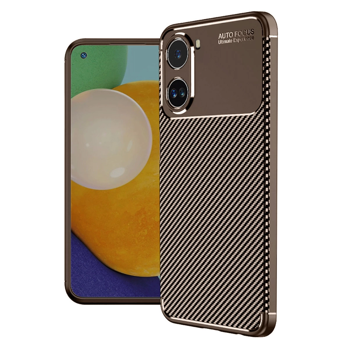 Xiaomi Poco X7 Pro Kılıf Auto Focus Karbon Kapak - Kahverengi