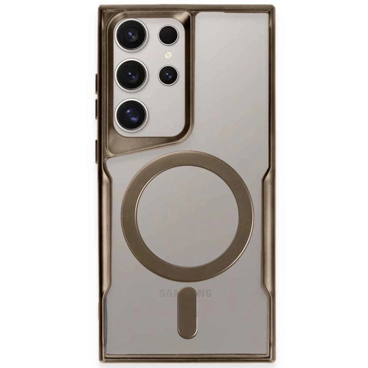Samsung Galaxy S23 Ultra Kılıf Boyi Magsafe Silikon Kapak - Kahverengi
