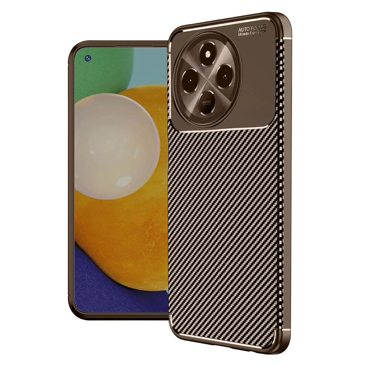 Tecno Spark 30 Pro Kılıf Auto Focus Karbon Kapak - Kahverengi