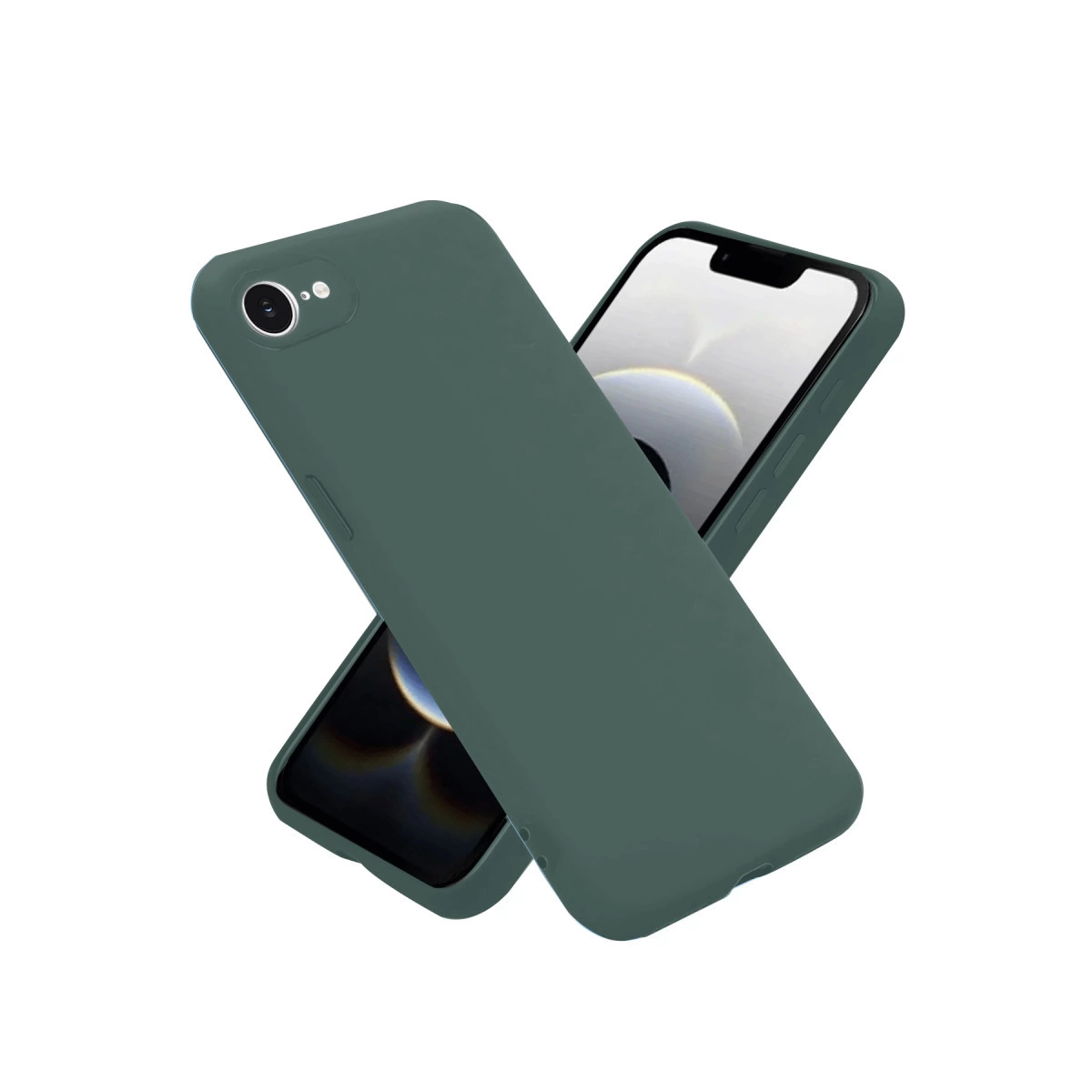 İphone 16e Kılıf Nano İçi Kadife Silikon - Koyu Yeşil
