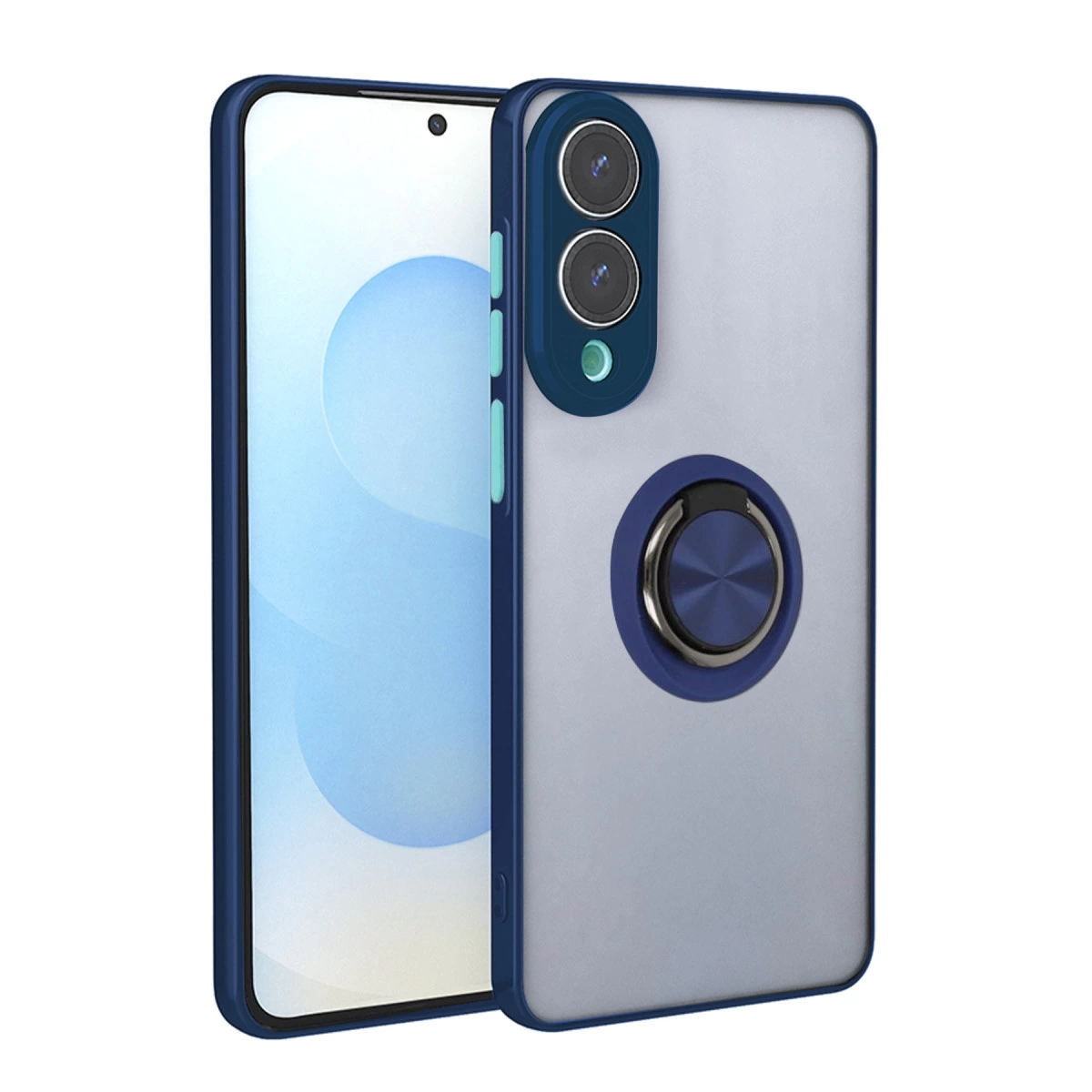 Samsung Galaxy S25 Edge Kılıf Montreal Yüzüklü Silikon Kapak - Lacivert