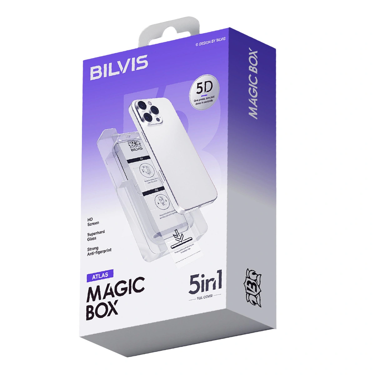 Apple İphone 13 Pro Max Bilvis 5in1 3d Magic Cam Ekran Koruyucu - Siyah