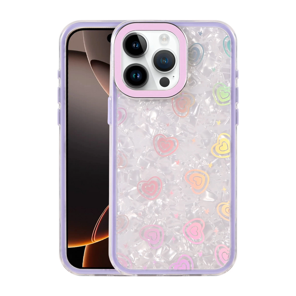 Apple İphone 15 Pro Lumi Desenli Kapak - Mor