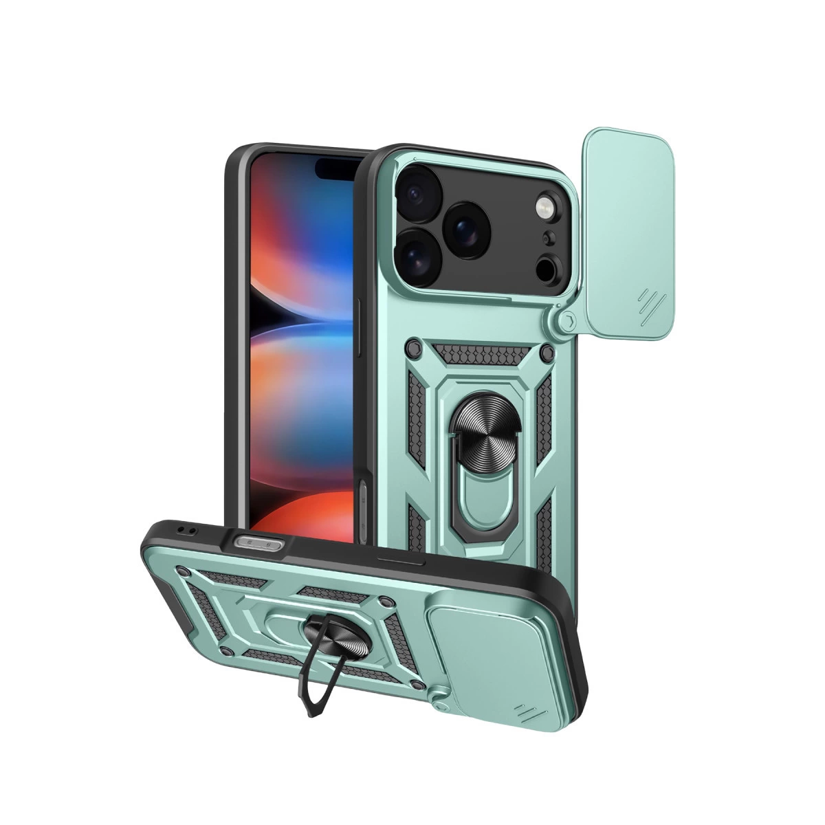 Apple İphone 17 Pro Max Pars Lens Yüzüklü Silikon - Yeşil