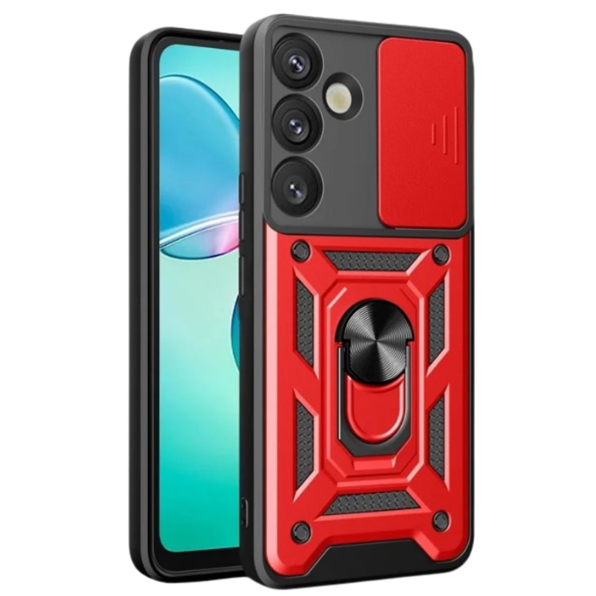 Samsung Galaxy S25 Fe Pars Lens Yüzüklü Silikon - Kırmızı