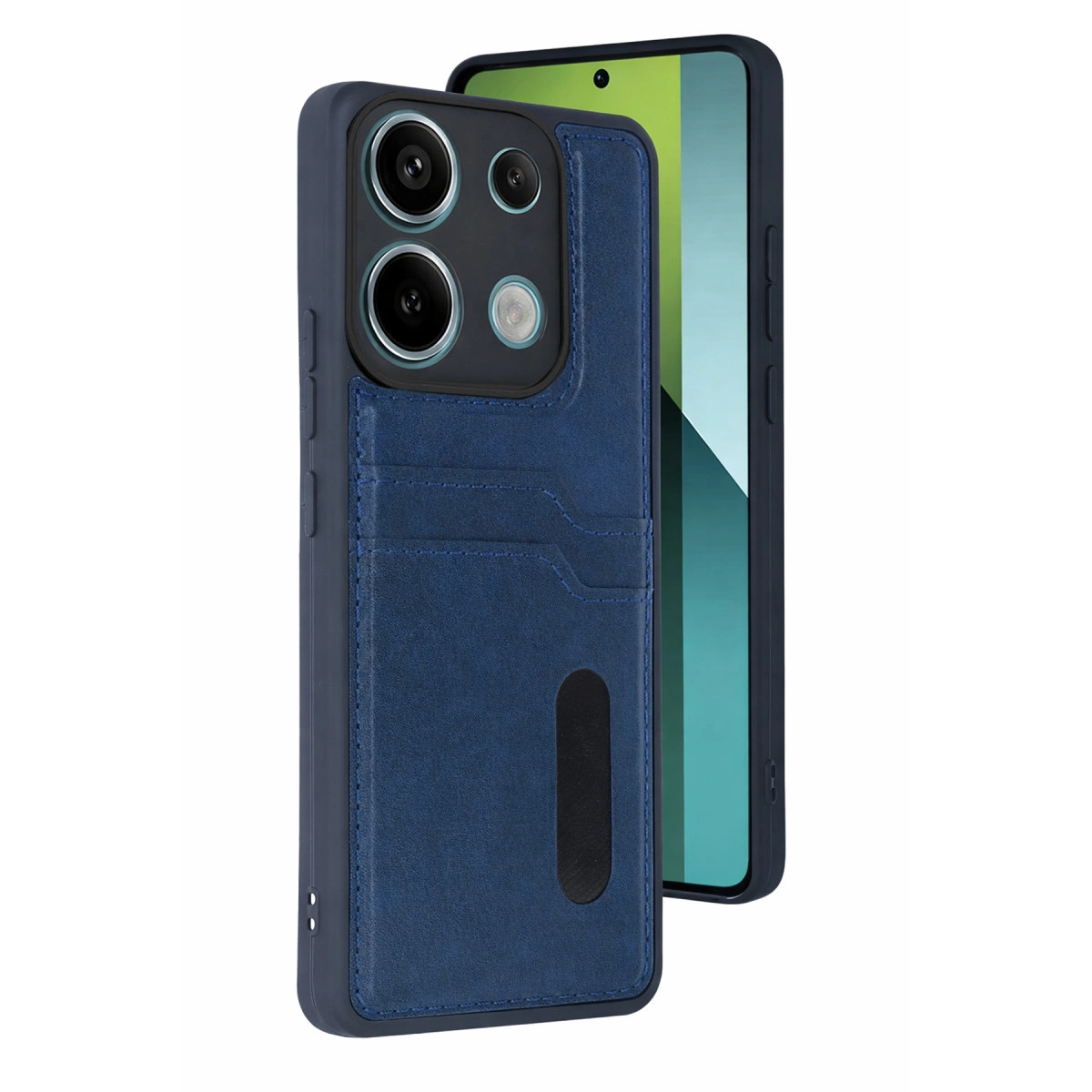 Xiaomi Redmi 15c 4g Sara Kartvizitli Deri Kılıf - Lacivert