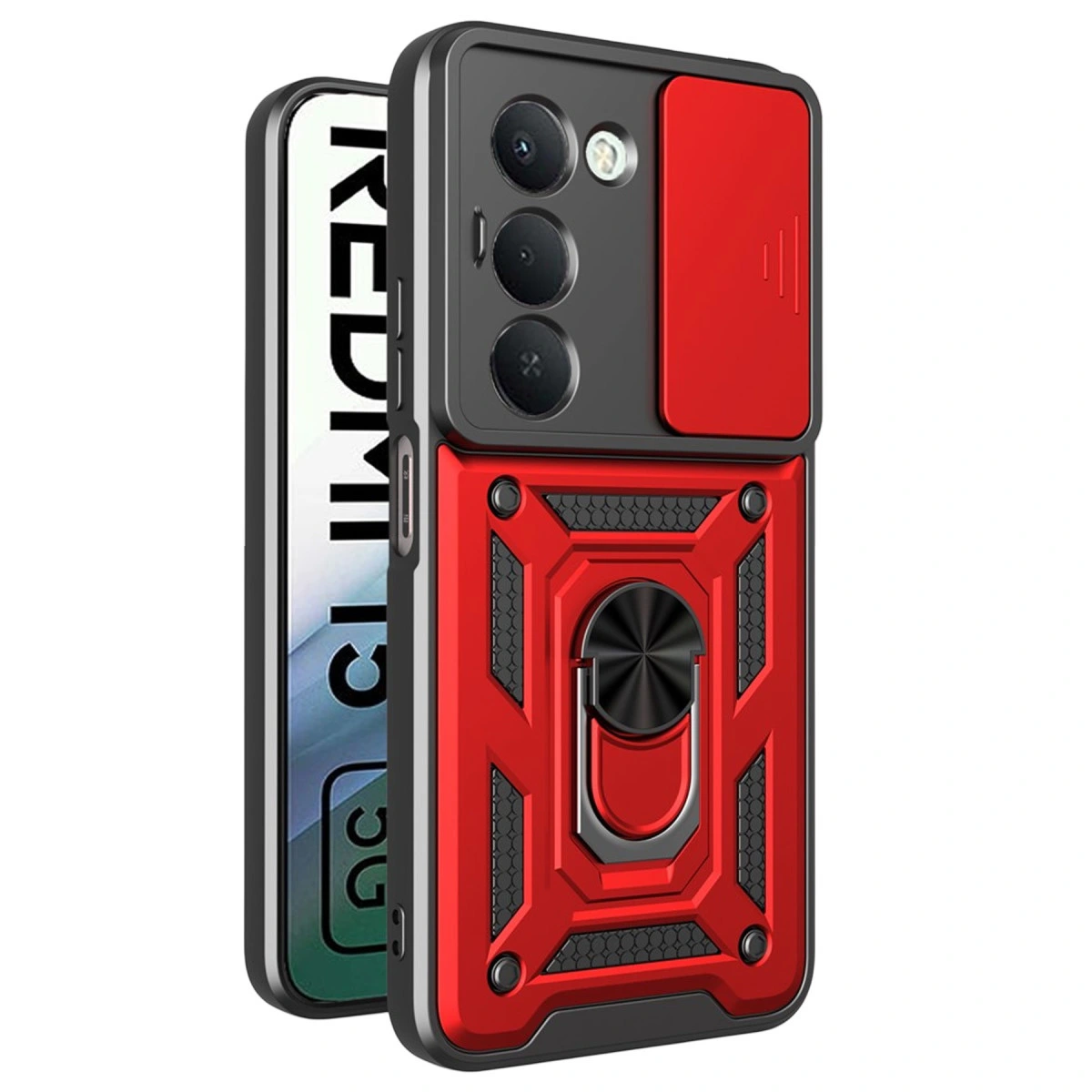 Xiaomi Redmi 15 4g Pars Lens Yüzüklü Silikon - Kırmızı