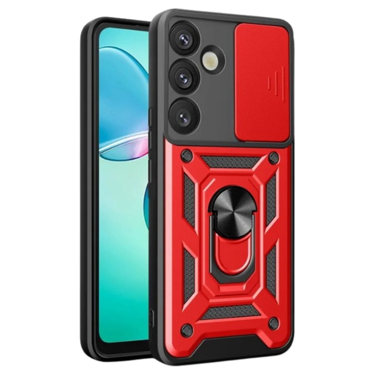 Samsung Galaxy S26 Plus Pars Lens Yüzüklü Silikon - Kırmızı