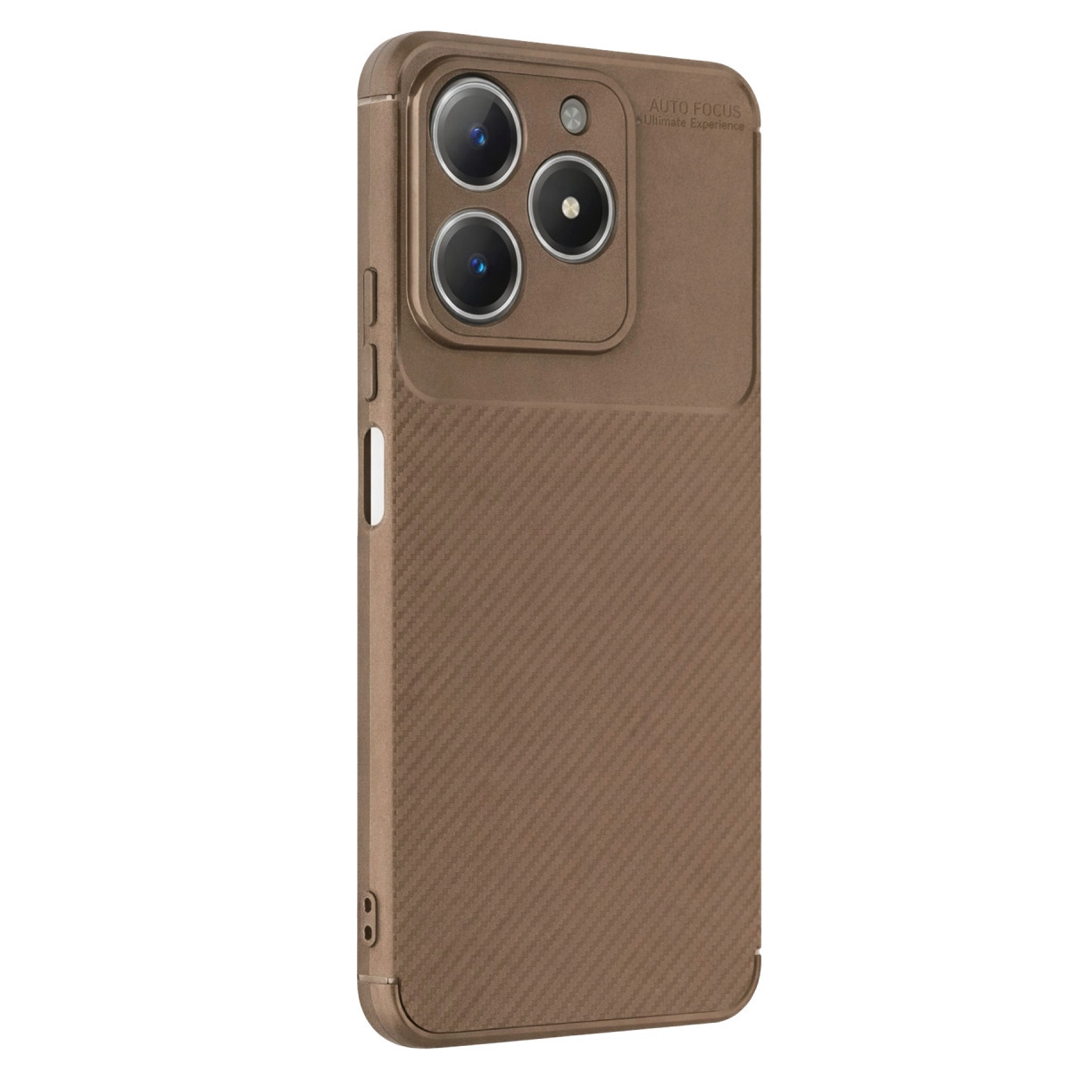 Realme C61 Kılıf Auto Focus Karbon Kapak - Kahverengi