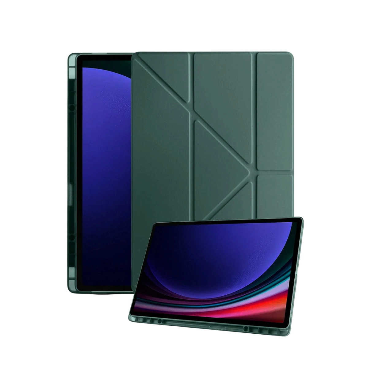 Samsung Galaxy Tab A11 Plus Kalemlikli Mars Tablet Kılıfı - Koyu Yeşil