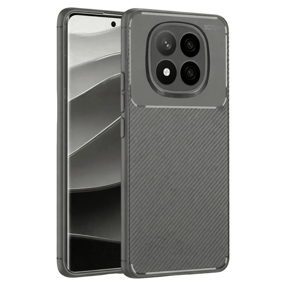 Xiaomi Redmi Note 14 Pro Plus Kılıf Auto Focus Karbon Kapak - Gri