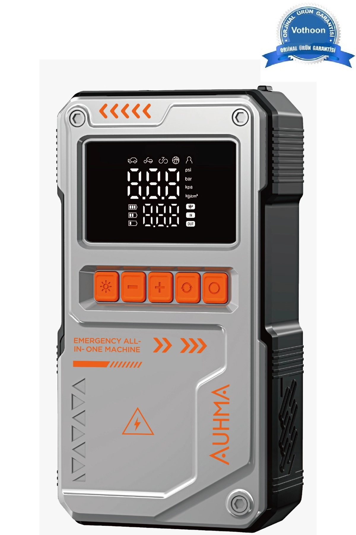 Şarjlı 10.000 Mah Akım Korumalı Taşınabilir Çanta Araç Akü Şarj Takviyeli Işıklı Hava Kompresörü Powerbankli