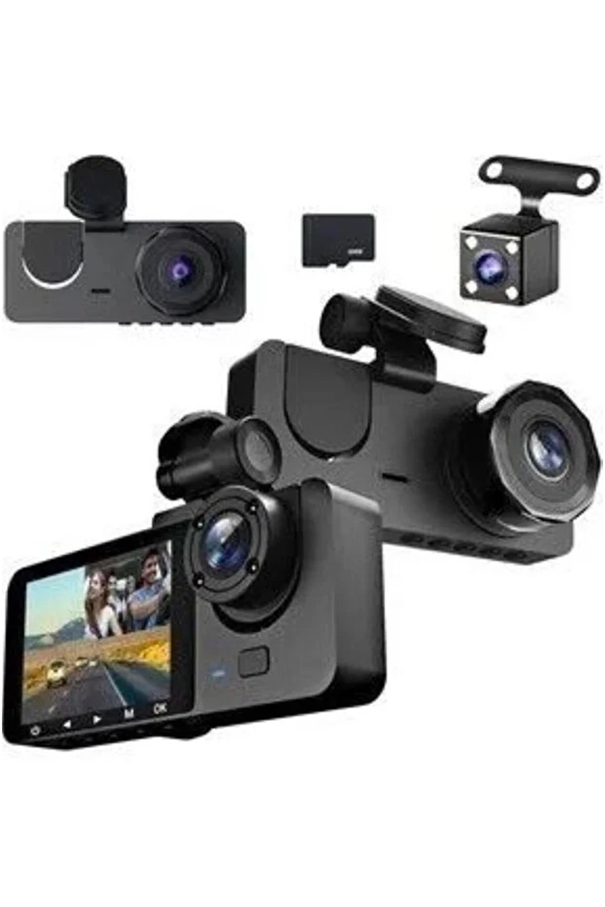 1080p Full Hd Çözünürlüklü Üç Kameralı Araç İçi Kamera - Park Ve Sürüş Güvenliği