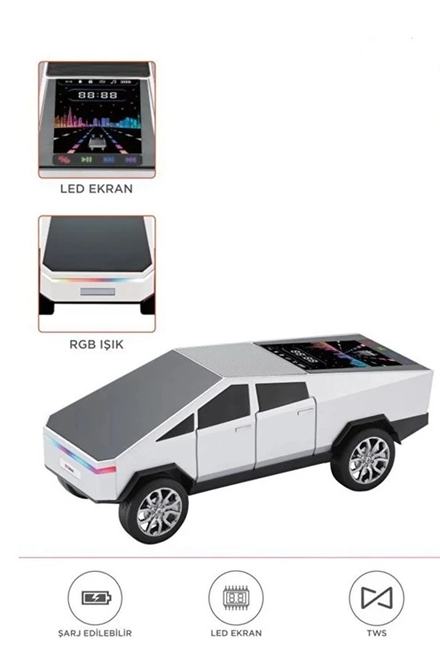 D68 Cyber Model Araba Tasarımlı Bluetooth Hoparlör 15w Güçlü Ses Rgb Led /tws/usb Beyaz