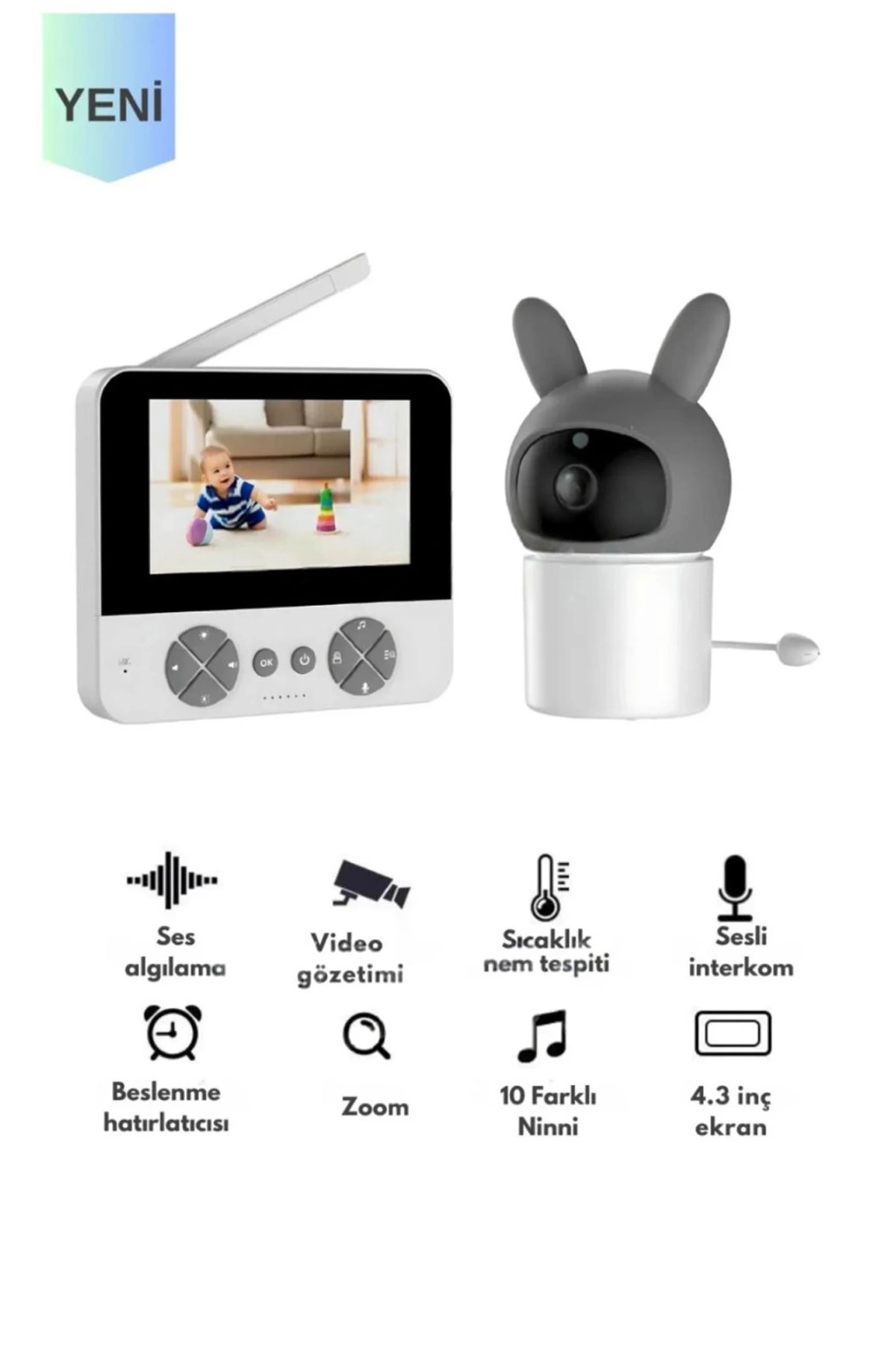 Bebek Kamerası Kumandalı Monitörlü Karşılıklı Konuşma Özellikli , Hatırlatıcılı Ip Bebek Kamerası