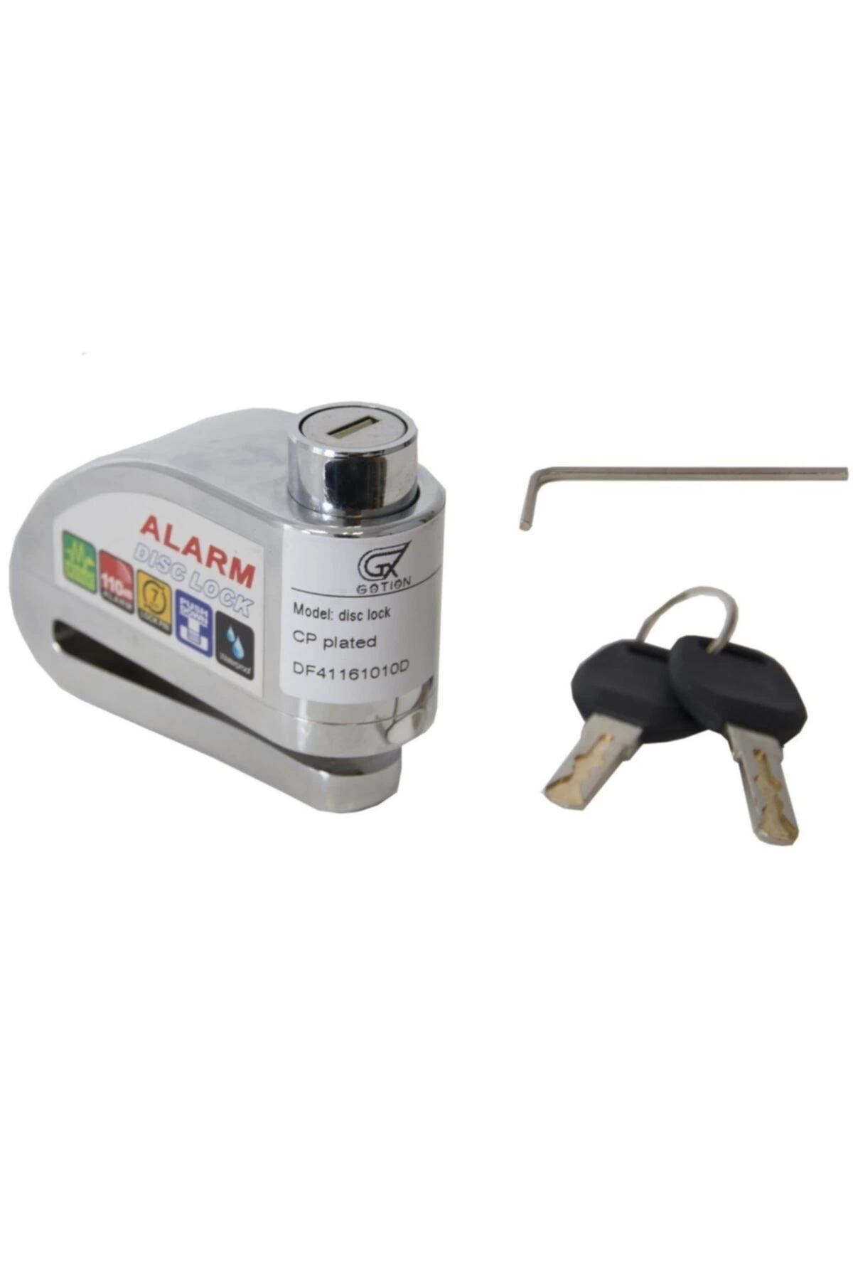 Alarmlı Motosiklet Disk Kilidi 110 Desibel Krom Bisiklet Scooter Alarmlı Disk Kilidi
