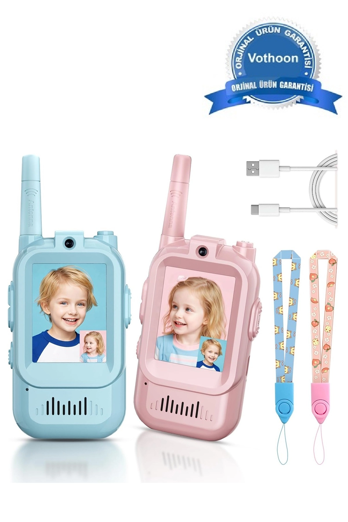 Çocuklar Için Görüntülü Telsiz Konuşma Özellıklı El Telsizi Şarj Edılebılır 50 Mt Menzil Wifi Gerektirmez