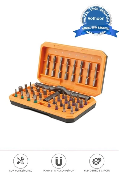 Profesyonel Tornavida Seti 40 Parça Çok Uçlu Kapsamlı Tamir Seti Gri